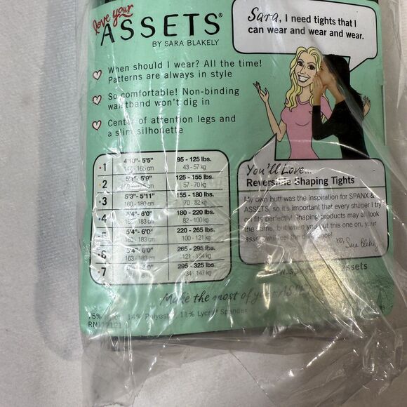 Spanx Assets Womens Flipside Diamond Reversible Shaping Tights Black Size‎ 3 NEW - Picture 5 of 5
